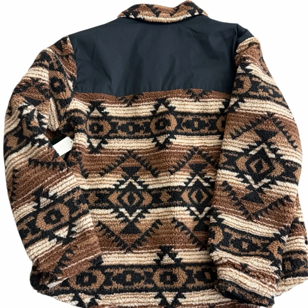 Horizon by Bass Creek Outfitters Sherpa Jacket Mens L Brown Aztec Fleece Shacket